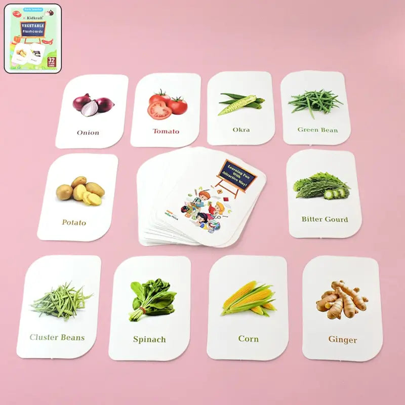 KidKraft Vegetable Flashcards – 32-Piece Educational Cards for Toddlers &amp; Preschoolers