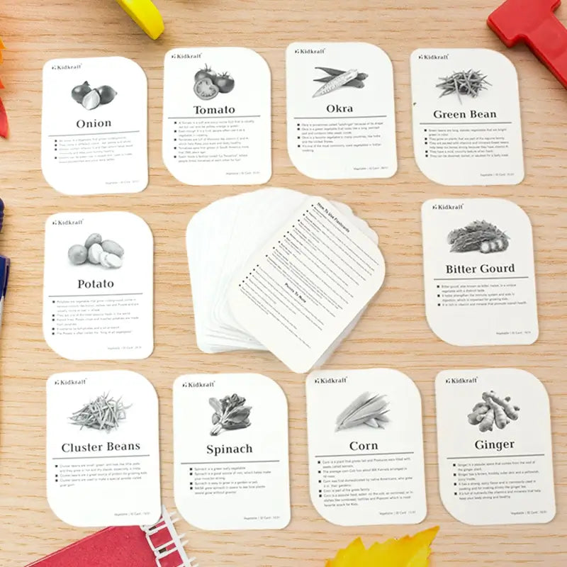 KidKraft Vegetable Flashcards – 32-Piece Educational Cards for Toddlers &amp; Preschoolers