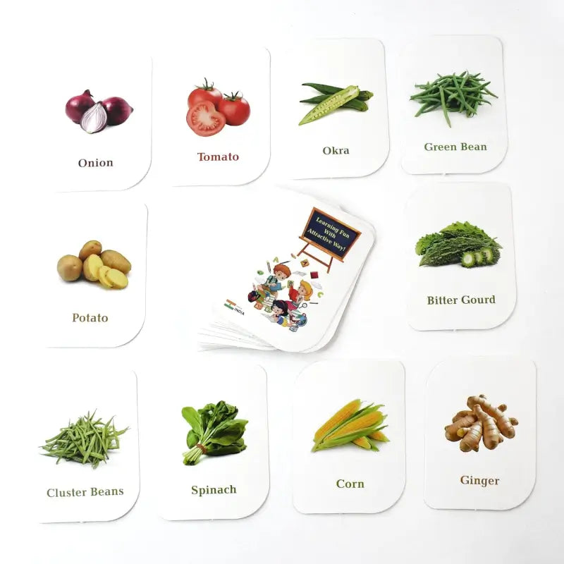 KidKraft Vegetable Flashcards – 32-Piece Educational Cards for Toddlers &amp; Preschoolers