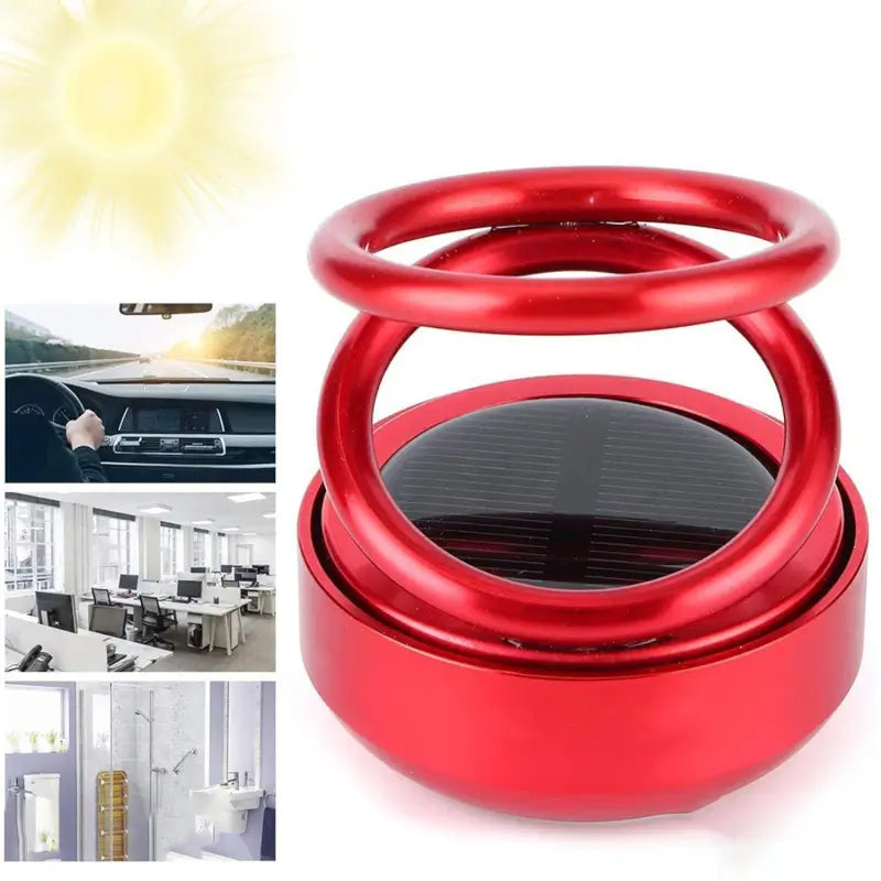 Solar Car Aroma Diffuser | 360° Rotating Air Freshener – No Battery, Solar Powered