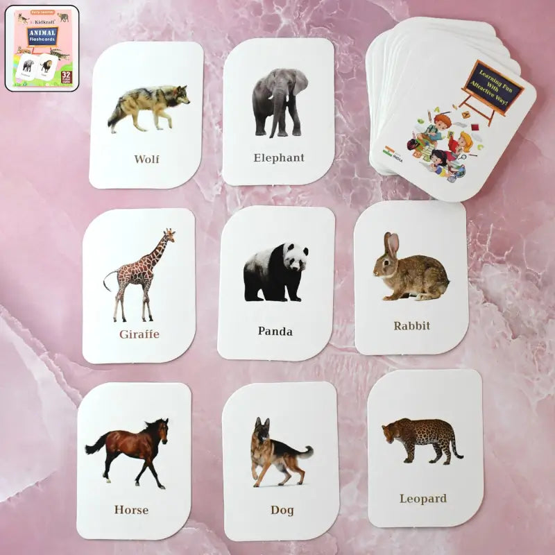 KidKraft Animal Flashcards – 32-Piece Educational Learning Cards for Toddlers